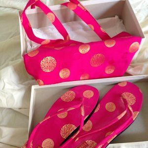 Woman's Minh Mang purse,matching flip flops , new